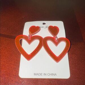 Glitter Red Heart Earrings